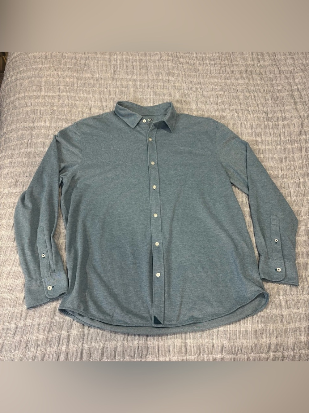 UNTUCKit Long-Sleeve Pique Polo BD Button-Up Shirt in Deep Teal